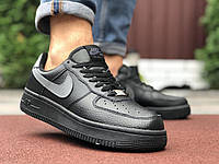Кроссы мужские с мехом Nike Air Force. Мужская обувь на зиму Найк Аир Форс с серым логотипом. 44