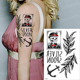 Флеш Тату. 21*15 См. Тимчасова, Перевідна. Набір, Олд Скул, Old School, Гілочки, Якоря, Черепи, Скелети,