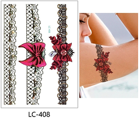 Флеш Тату. 21*15 См. Тимчасова. Перевідна. Набір, Пов'Язки, Банти, Lc-408 (S), Ч/Б