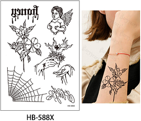 Флеш Тату. 21*15 См. Тимчасова, Перевідна. Набір, Old School, Олд Скул, Змішування, Павутина, Ангели, Квіти, Руки,