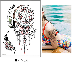 Флеш Тату. 21*15 См. Перевідна. Тимчасова. Мехенді, Менді, Набір, Квіти, Ловець Снів, Hb-598 (S), 0
