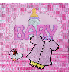 Паперові серветки "Baby pink" 15 шт., розмір - 33х33 см, Польща