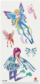 Флеш Тату. 19*9 См, Перевідна. Тимчасова. Діти, Феї, Принцеси, Tl-020 (S)