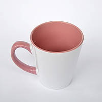 Чашка для сублимации цветная внутри и ручка Latte 350 мл (розовый)