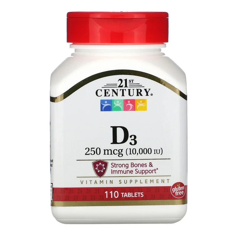 Vitamin D3 250 мкг 10,000 IU 21st Century 110 таблеток
