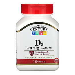 Vitamin D3 250 мкг 10,000 IU 21st Century 110 таблеток