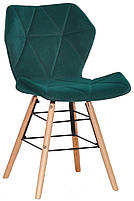М'який стілець зі спинкою Greg Q зелений B-1003 оксамит на дерев'яних букових ніжках, дизайн Charles Eames, фото 2