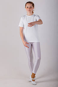 Футболка жіноча з коротким рукавом, біла, стрейч кулір