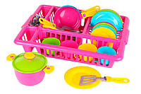 Детский Кухонный набор 5 ТехноК 3282 игровой сушка посуда кастрюля принадлежности для девочек