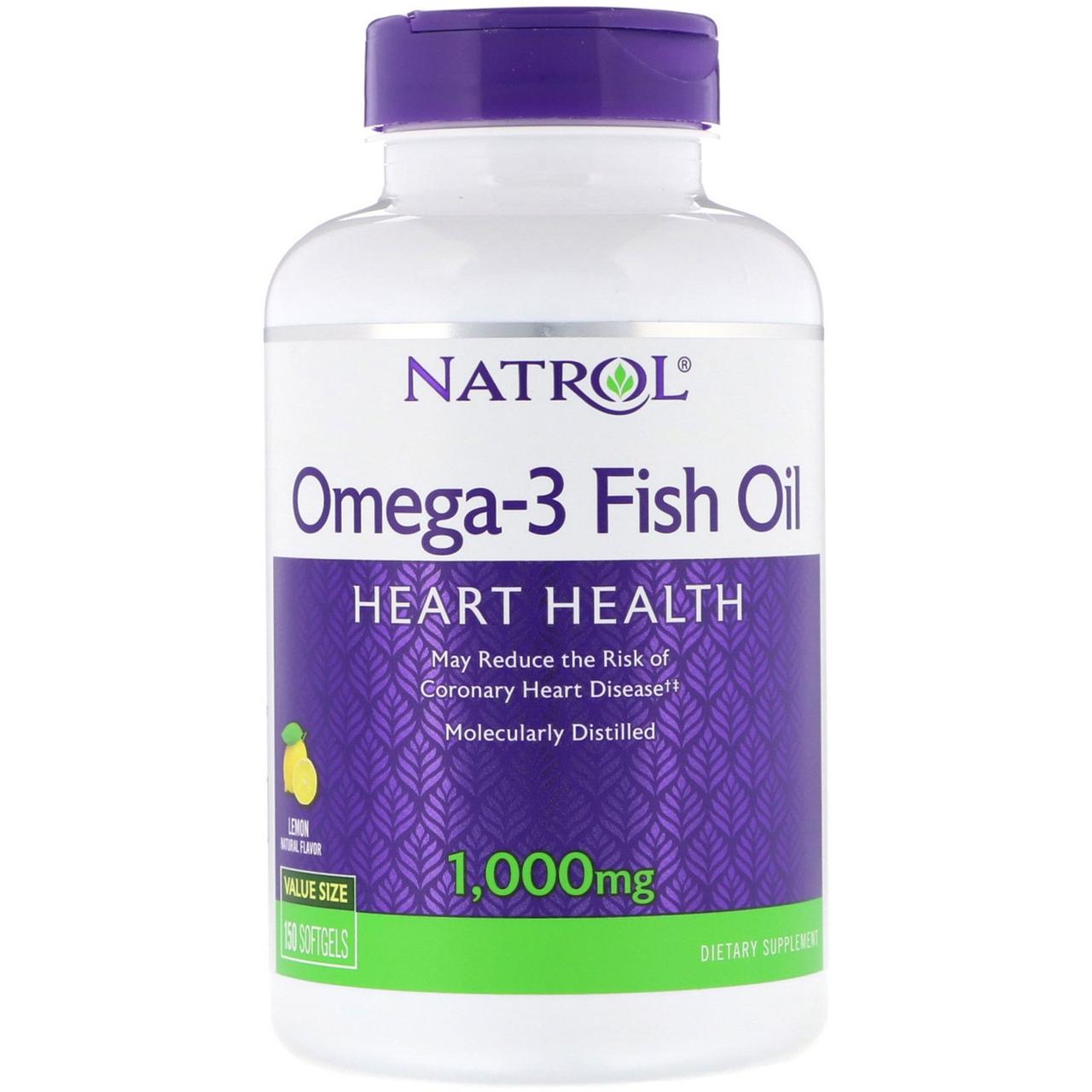 ОРИГІНАЛ!Natrol Омега-3 Omega-3 Риб'ячий жир 1000 мг,150 м'яких капсули виробництва США