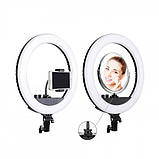 Кільцева світлодіодна LED лампа RIAS SMN-12 30см з дзеркалом і держателем USB управління на проводі, фото 2