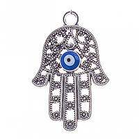 Підвіска Хамса з оком, колір металу срібло 40мм (фас.4шт) купити біжутерію гуртом