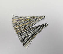 Заготівля для рукоділля Кисть "Чорно-Біло-Жовта смужка" L-7см d-7мм пара купити біжутерію дешево оптом в інтернеті