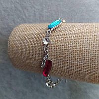 Браслет Кристали, сріблястий метал L-16-19см купити біжутерію дешево оптом в інтернеті