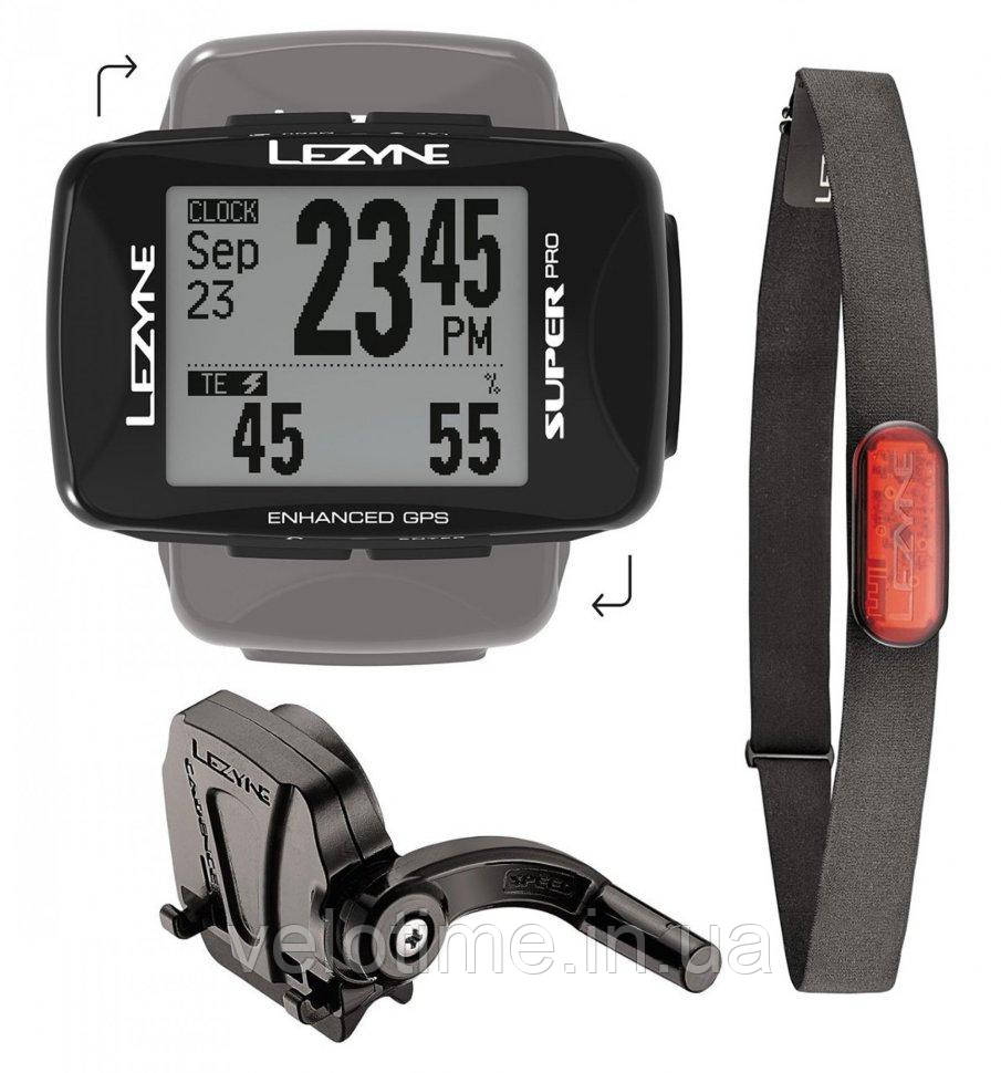 GPS комп'ютер Lezyne SUPER PRO GPS HRSC LOADED (чорний Y13)