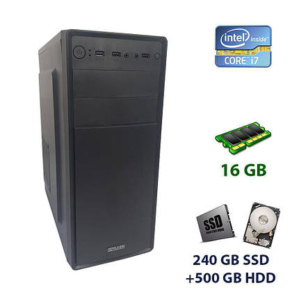 1stPlayer A2 Tower NEW / Intel Core i7-2600 (4 (8) ядра по 3.4 - 3.8 GHz) / 16 GB DDR3 / 240 GB SSD+500 GB HDD, фото 1