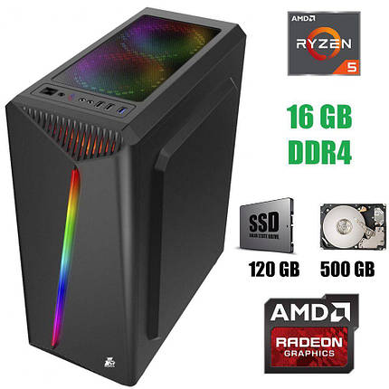 1st Player Rainbow Tower / AMD Ryzen 5 2600 (6(12) ядра по 3.4 - 3.9 GHz) / 16 GB DDR4 / 120 GB SSD+500 GB HDD / Sapphire Nitro+ Radeon RX 580 4GB /, фото 2