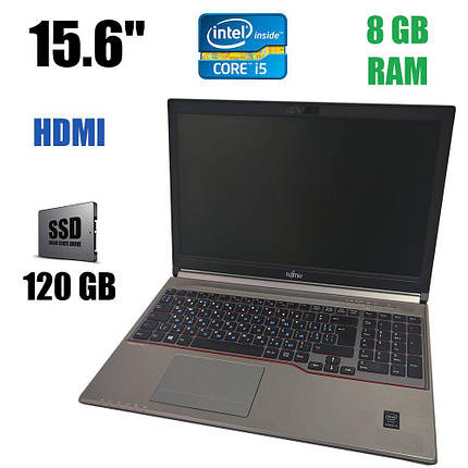 Fujitsu LifeBook E754 / 15.6" (1366x768)/ Intel Core i5-4200M (2(4) ядра по 2.5 - 3.1GHz) / 8 GB DDR3 / New 120 GB SSD / HDMI, DisplayPort, VGA,, фото 2
