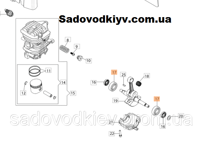 Підшипник колінвала для бензопили Oleo-Mac GSH 40 (094000006R)