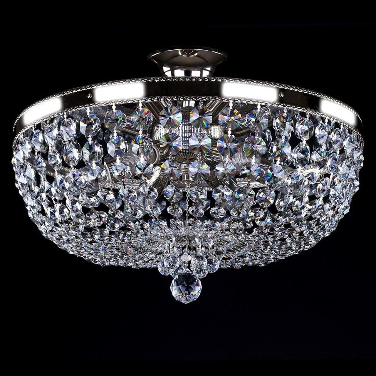 Кришталева хромова люстра для зали, спальні на 6 лампочок Gerta-450 хром виробництво Чехія, фото 1