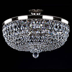 Кришталева хромова люстра для зали, спальні на 6 лампочок Gerta-450 хром виробництво Чехія