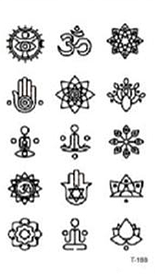 Флеш Тату. 11*6 См. Тимчасова, Перевідна. Мехенді, Квіти, T-188 (S), Ч/Б