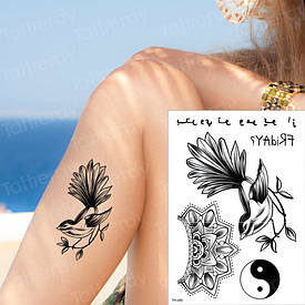 Флеш Тату. 21*15 См. Тимчасова, Перевідна. Набір, Інь І Ян, Корона, Гілочки, Птахи, Old School, Th-466 (S),
