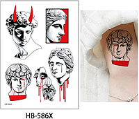 Флеш тату. 21*15 см, Временная, Переводная, Набор, Греческий стиль, Хоррор, Статуи, HB-586X (S)