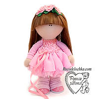 Кукла ручной работы в розовом платье, средняя 27 см