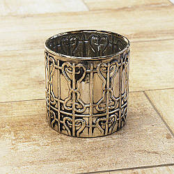 Підсвічник посрібне скло циліндр із візерунками h11см 1002203-2 сріб