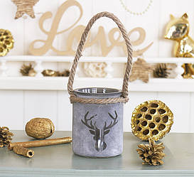 Підсвічник сірий олень лаковане скло h10 см 1014962-2 олень