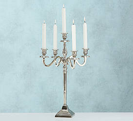 Канделябр на 5 свічок Ліза срібний алюмінієвий нікель h 50 см 