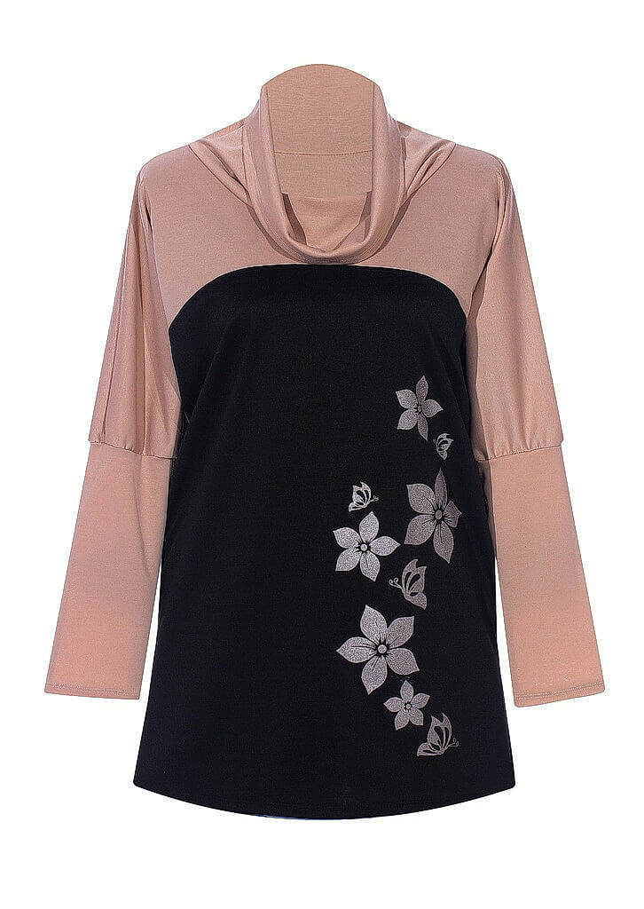 Модна жіноча кофта Квіти великих розмірів із довгим рукавом, фото 1