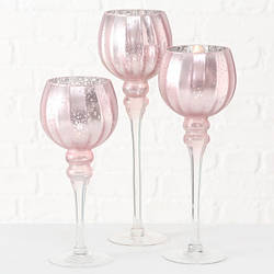 Набір свічників келихів скляних h 30-40 см рожевий