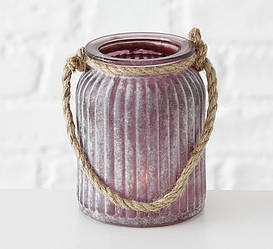 Підсвічник бордове скло h15см 1012685-2 бордо