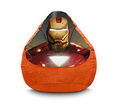 Крісло мішок груша "Iron Man. Mask. Orange" Флок