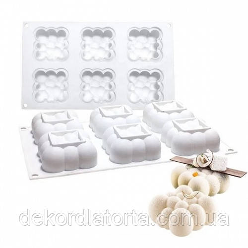 Силіконова форма для евродесертов Хмара з 6 шт, фото 1