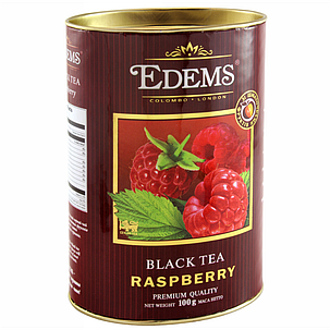 Чорний чай з шматочками малини в тубусі Edems Малина 100г, фото 2