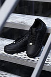 Кросівки жіночі Nike Air Force Black чорні найк аїр форс демісезонні повсякденні шкіра, фото 2