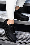 Кросівки жіночі Nike Air Force Black чорні найк аїр форс демісезонні повсякденні шкіра, фото 6