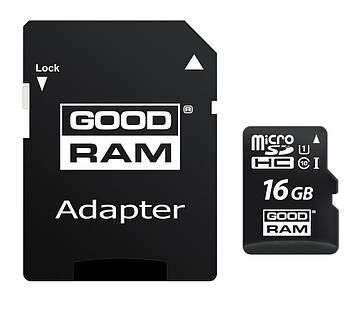 Картка пам'яті MicroSDHC 16GB UHS-I Class 10 Goodram + SD adapter (M1AA-0160R12)