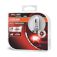 Автолампы, гологенные лампы для Н4 12V 60/55 (43) OSRAM Silverstar Night Breaker Silver +100% (2шт)