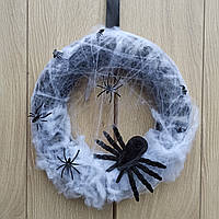 Декоративний вінок з павуком та павутинням до Хеловіну (Хеллоуїну)