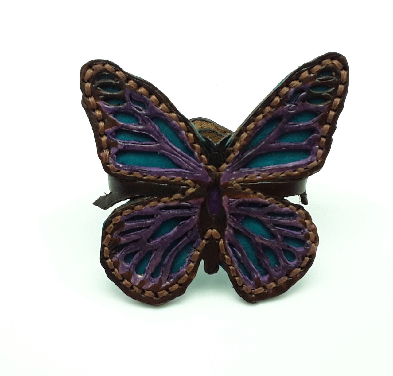 Браслет жіночий «Метелик» з аромадифузором 9107 із натуральної шкіри Синій