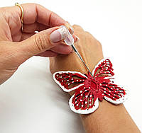Браслет женский «Бабочка» с аромадиффузором 9120 из натуральной кожи Красный