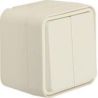 Вимикач 2-клавішний IP55, полярно-білий, 10АХ/250В W. 1