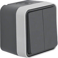 Вимикач 2-клавішний IP55, сірий, 10АХ/250В W. 1 30753505