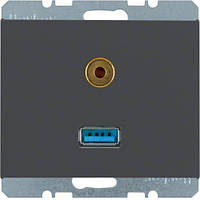 Розетка USB/3.5 мм аудіо, антрацит, «К 1» 3315397006