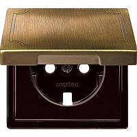 Накладка розетки з з/к і кришкою Merten SD MTN2341-4143 антична латунь