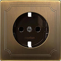 Накладка розетки з з/к і шторками Merten SD MTN2330-4143 антична латунь